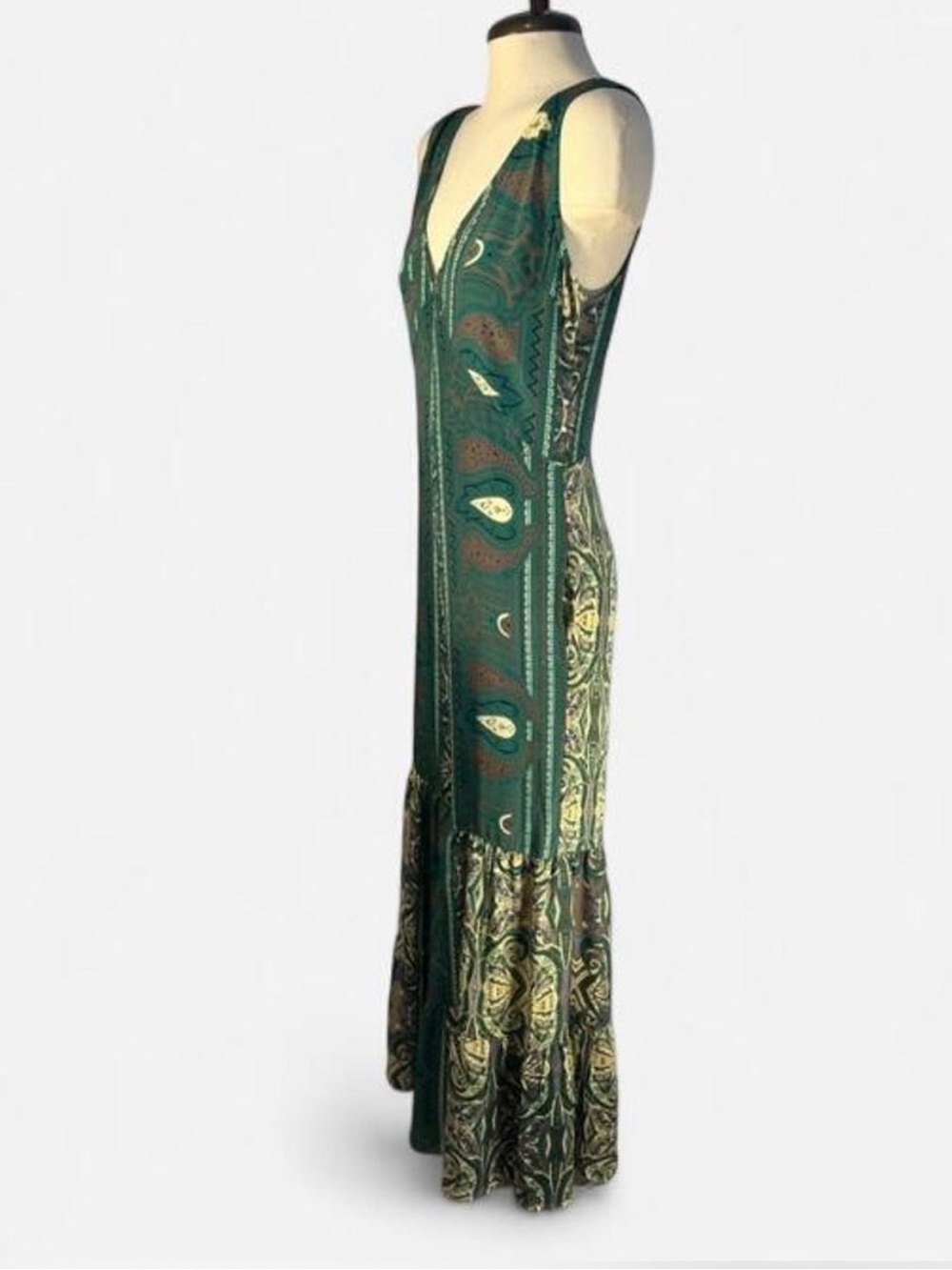 Earthbound Trading Co Paisley Wide Leg Jumpsuit Boho Festival Tiered Pockets S